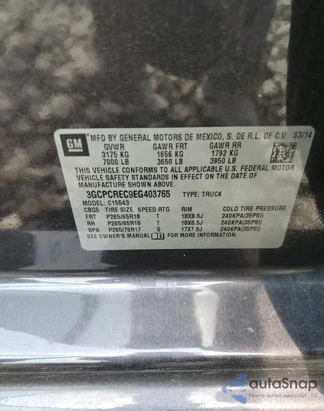 2014 Chevrolet Silverado C1500 Lt from USA, damaged, VIN 3GCPCREC9EG403765